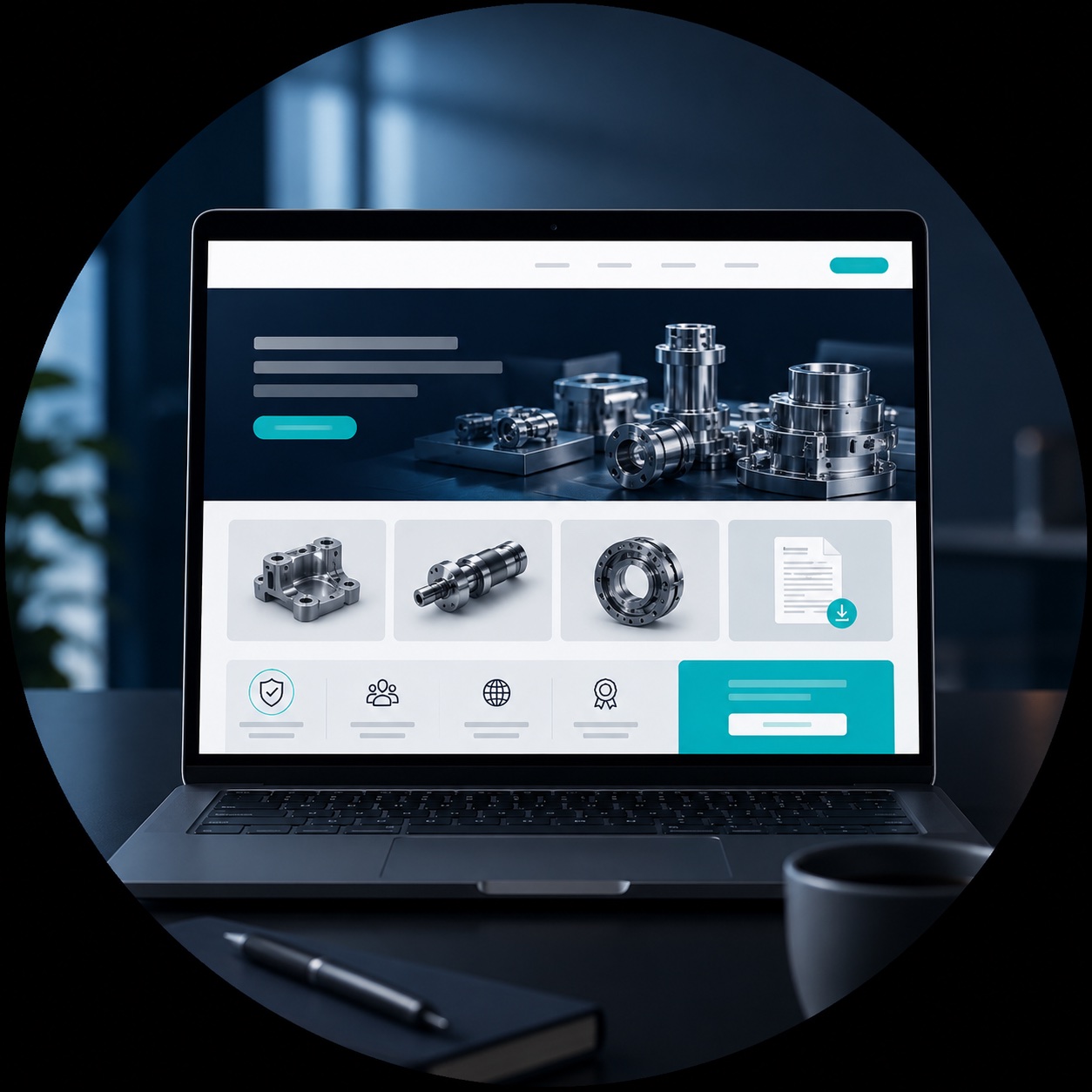 B2B üretici firmasının ihracat odaklı web sitesi görünümü