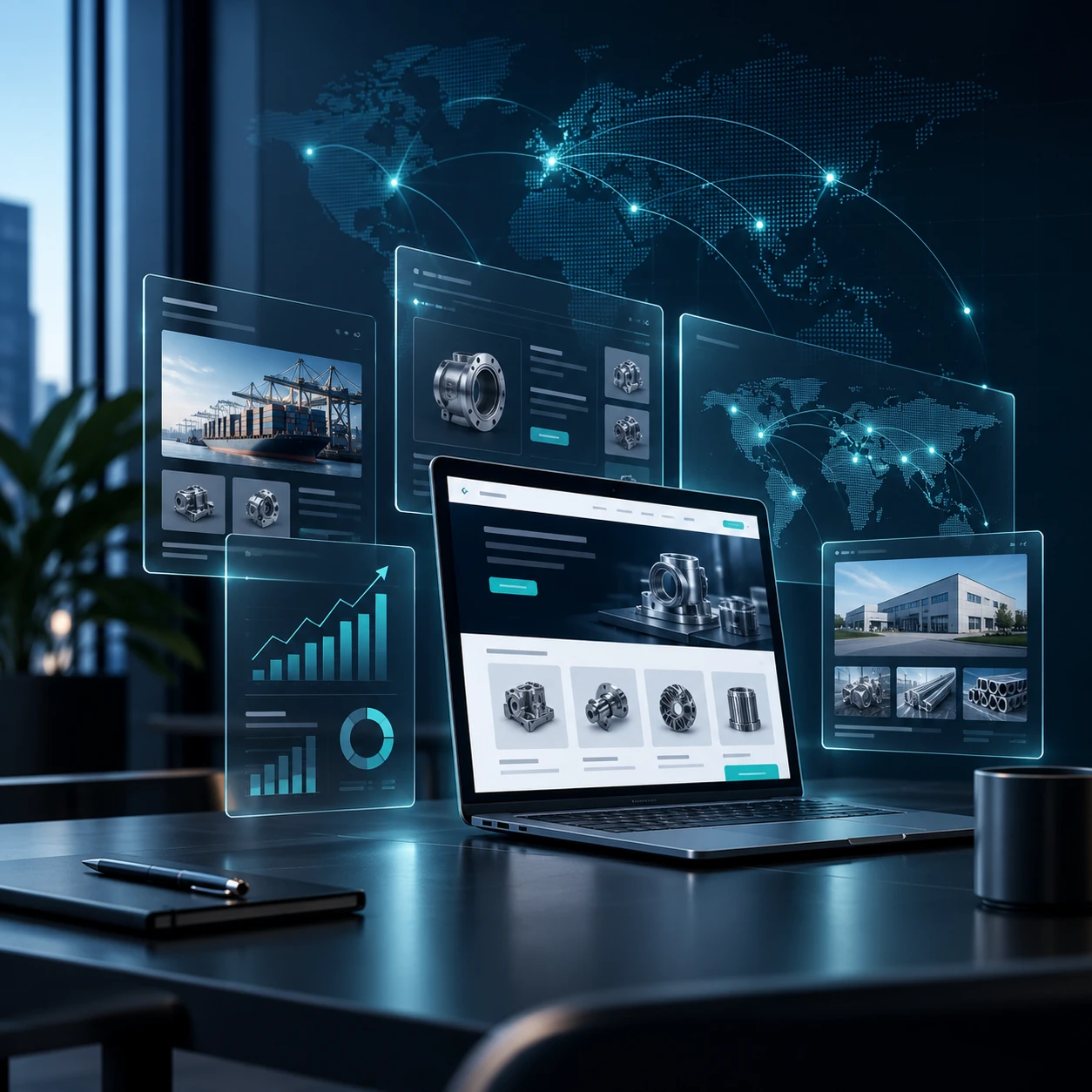 B2B üretici firmasının ihracat odaklı web sitesi görünümü